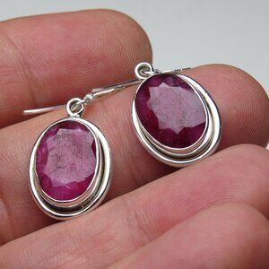 *925 Sterling Silver Genuine Ruby Earring Studs
